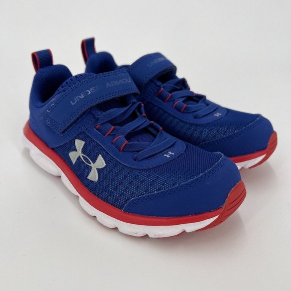 Under Armour Boy Assert 8 Athletic Running Shoes sz 12 Kid's Royal Blue/Red NEW - Picture 3 of 6